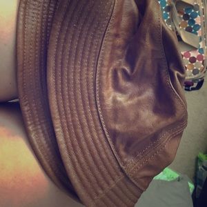 Tan leather bucket hat